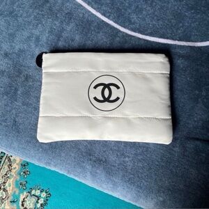 Chanel White Quilted Pouch